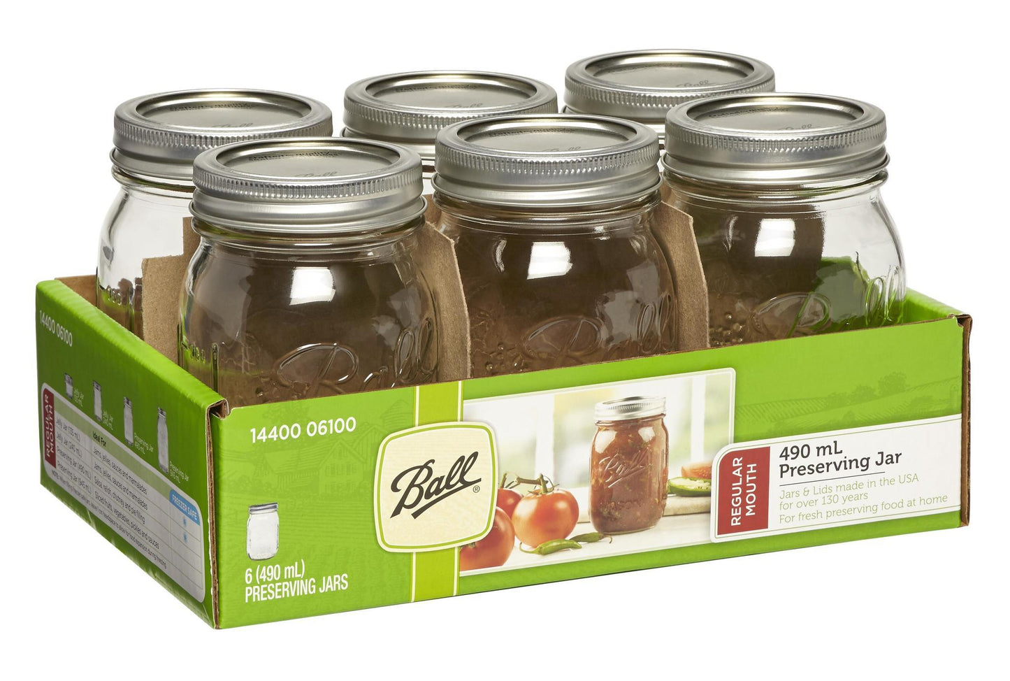 Ball Mason Preserving Jars (regular mouth) - Pack of 6 x 490ML