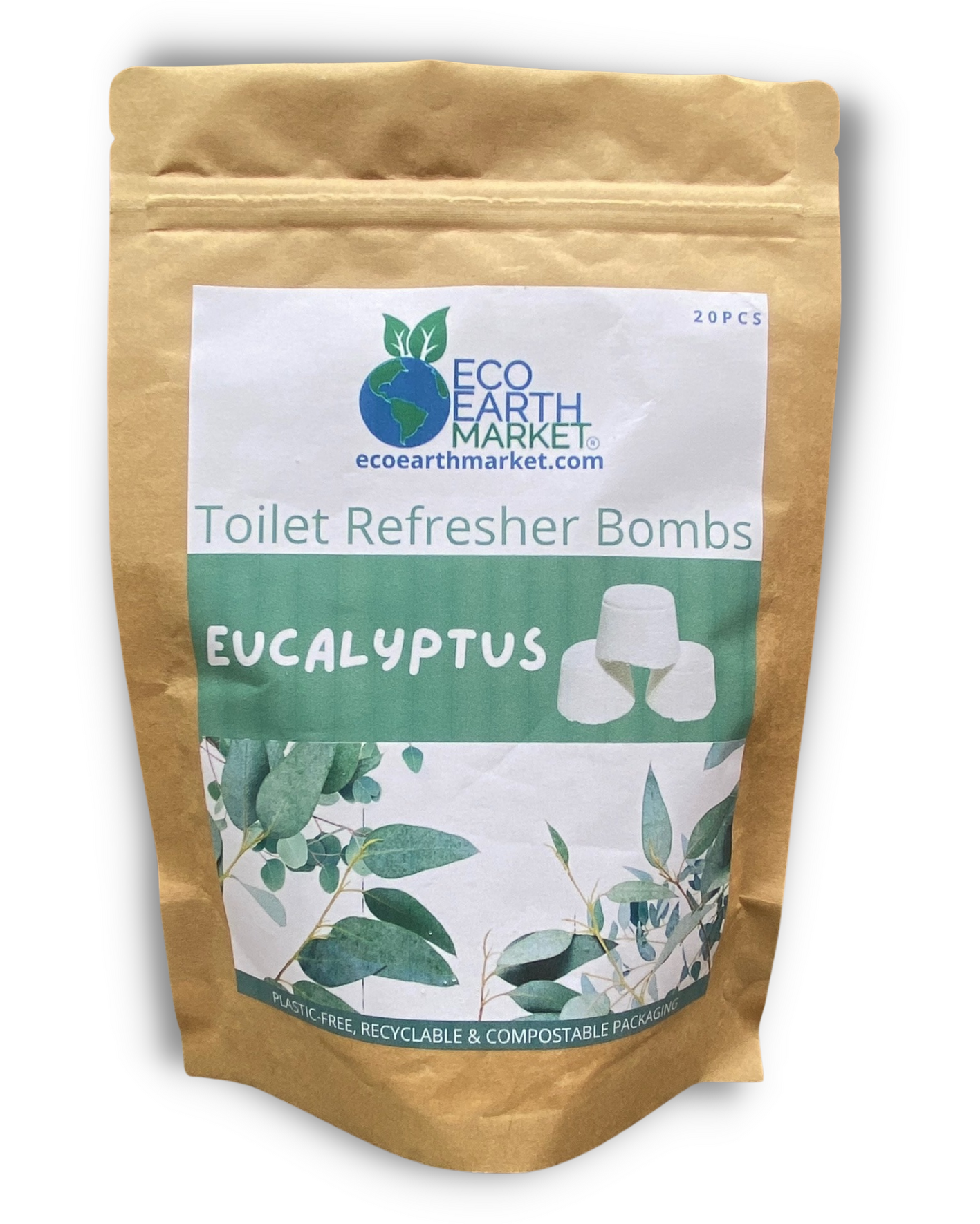 Eco Earth Market Toilet Refresher Bombs - Eucalyptus - Bag of 20