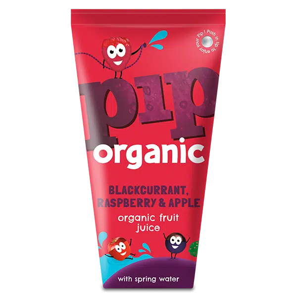 Pip Organic Blackcurrant, Raspberry & Apple Fruit Juice with Spring Water - Case of 4 x 180ML
