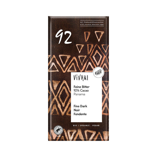 Vivani Dark Chocolate 92% Cocoa - Case of 10 x 80G